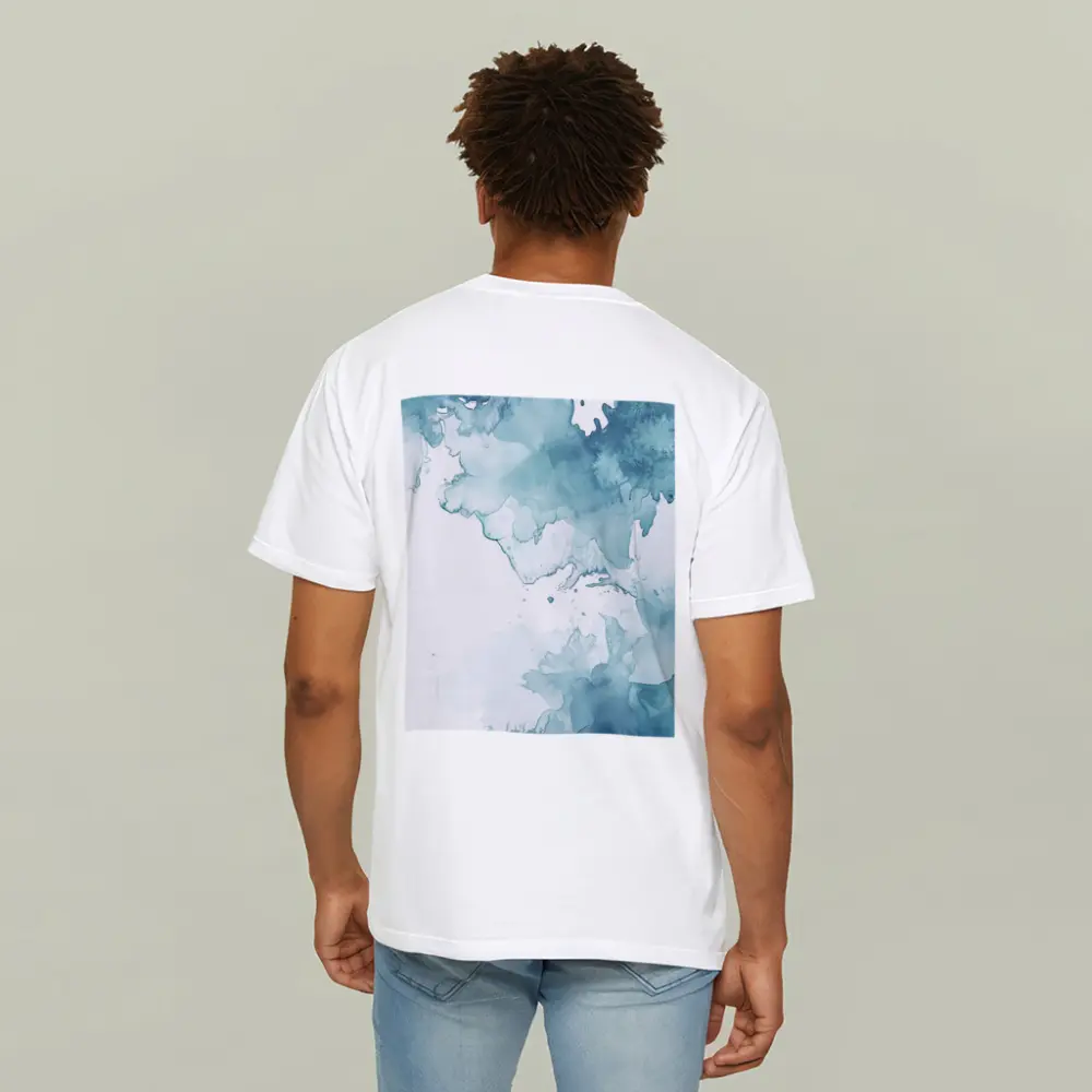 Teal Blue Watercolor Abstract Wash Art – T-Shirts