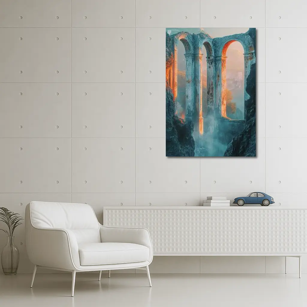 Ancient Roman Arches Misty Canyon Ruins – Wall Art