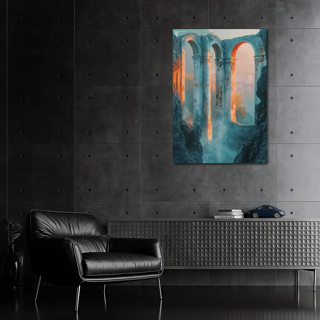 Ancient Roman Arches Misty Canyon Ruins – Wall Art