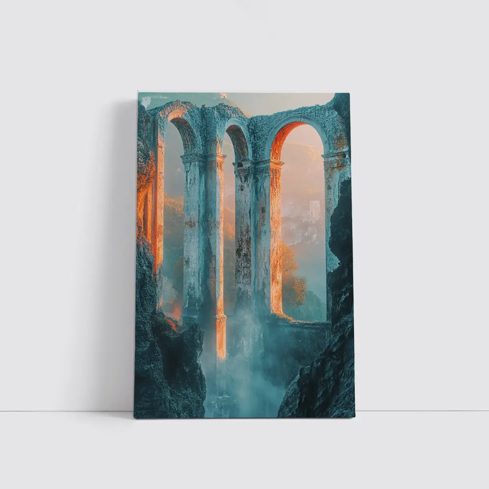 Ancient Roman Arches Misty Canyon Ruins – Wall Art