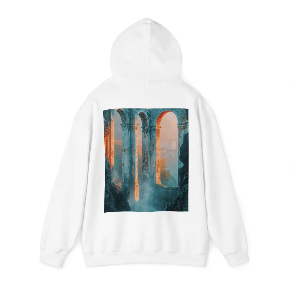 Ancient Roman Arches Misty Canyon Ruins – Hoodies
