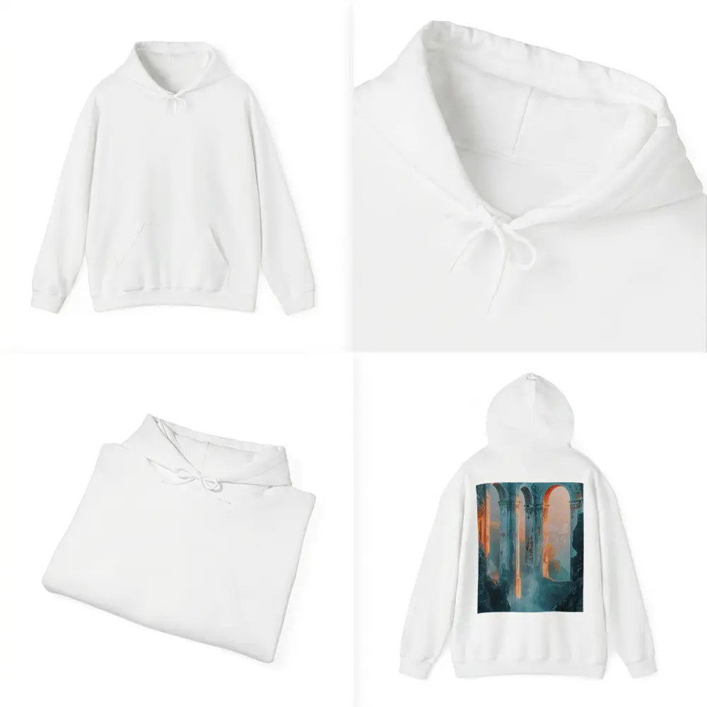 Ancient Roman Arches Misty Canyon Ruins – Hoodies