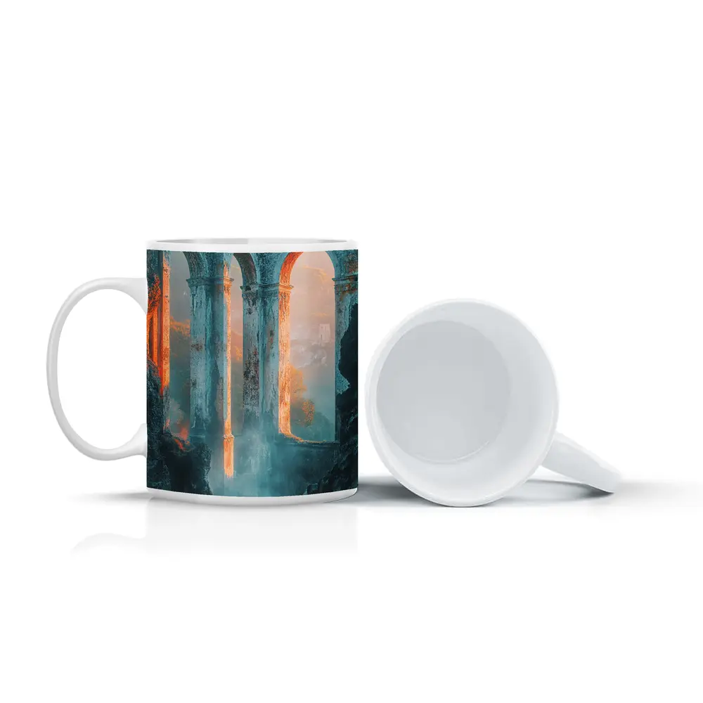 Ancient Roman Arches Misty Canyon Ruins – Mugs