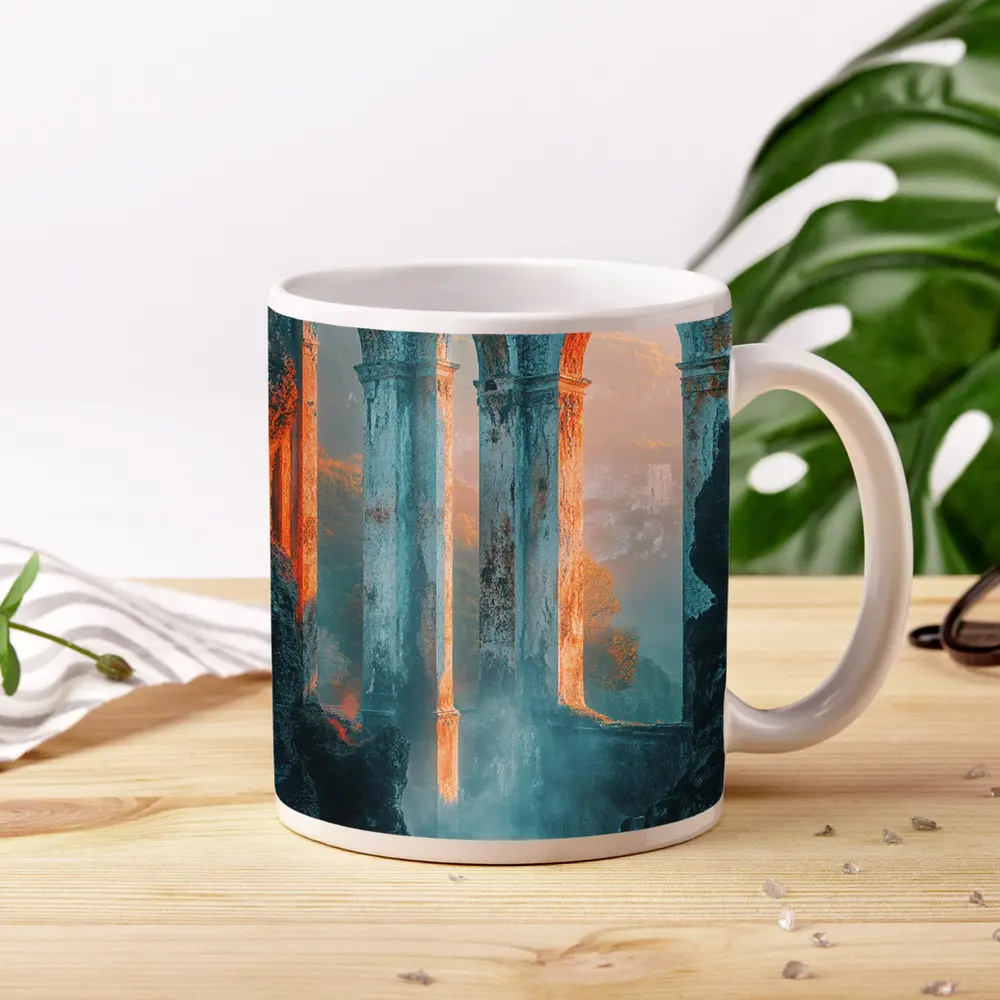 Ancient Roman Arches Misty Canyon Ruins – Mugs