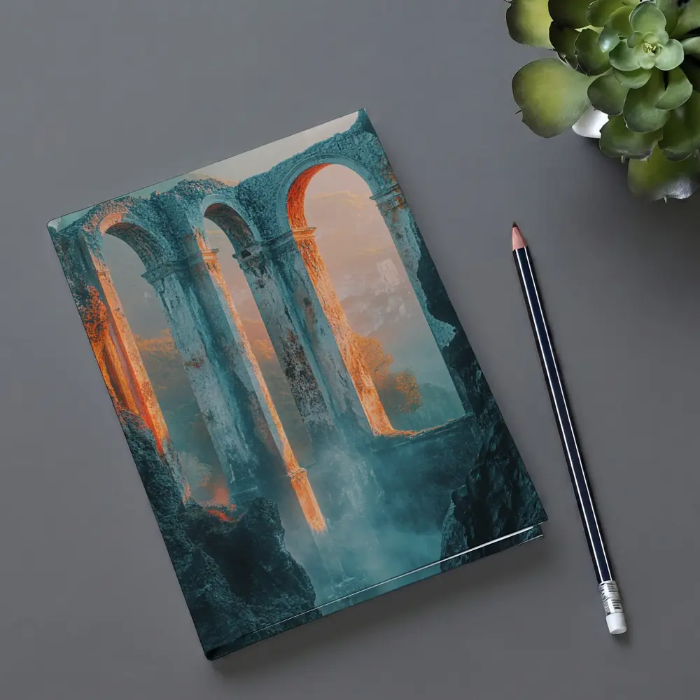 Ancient Roman Arches Misty Canyon Ruins – Notebooks