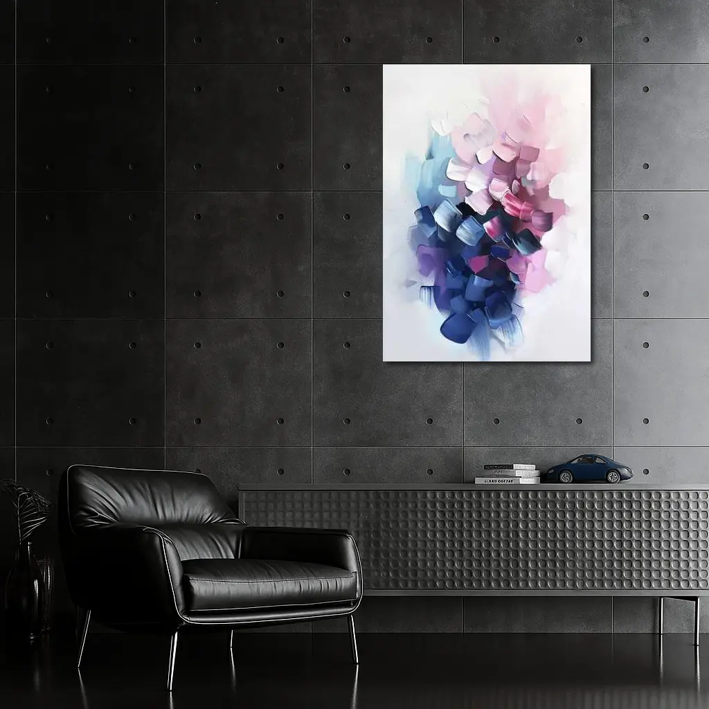 Abstract Pink Purple Bold Brushstroke Art – Wall Art
