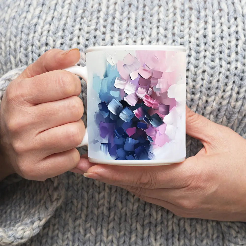 Abstract Pink Purple Bold Brushstroke Art – Mugs