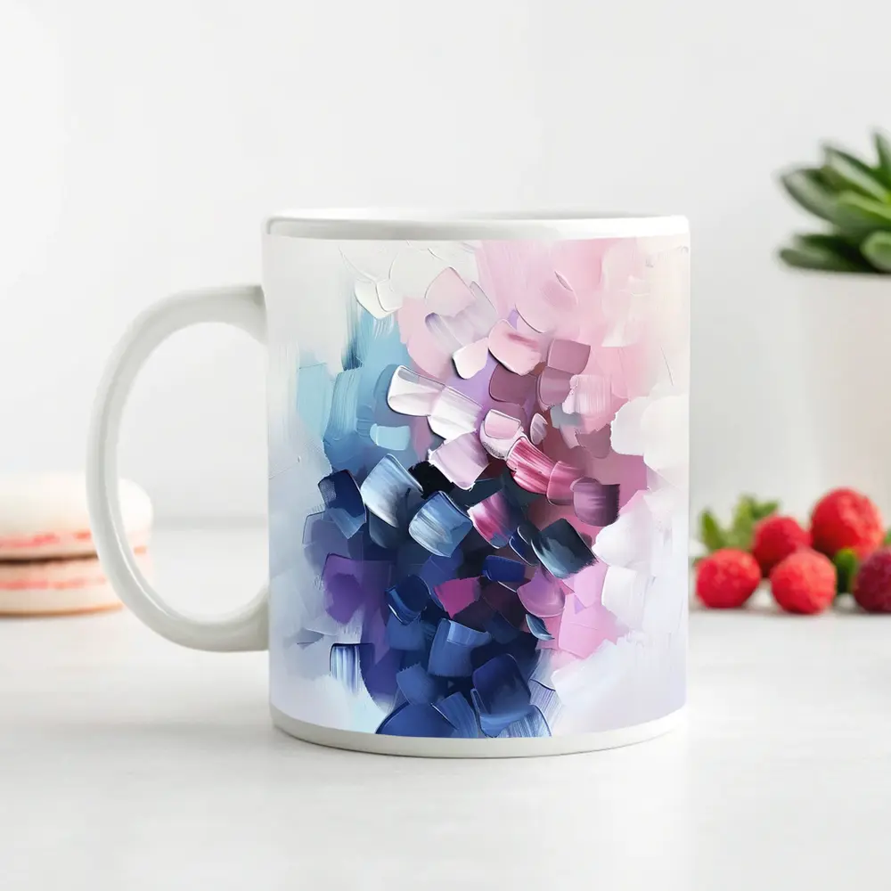 Abstract Pink Purple Bold Brushstroke Art – Mugs