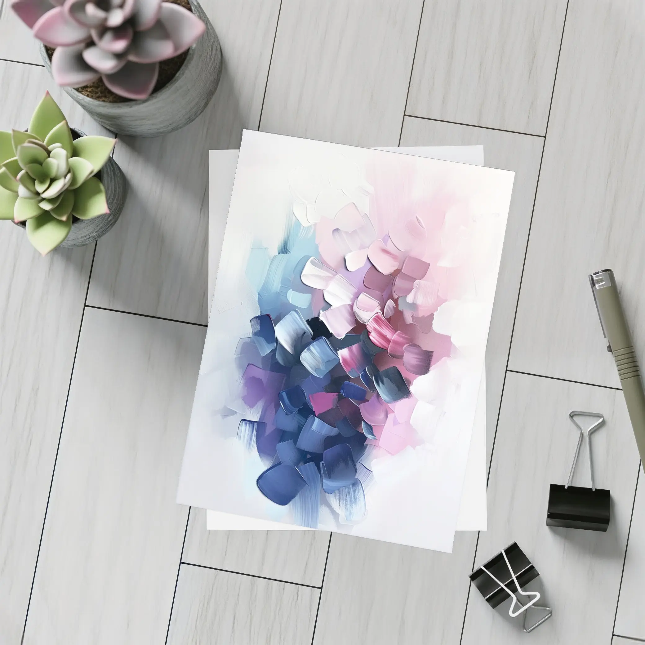 Abstract Pink Purple Bold Brushstroke Art – Postcards