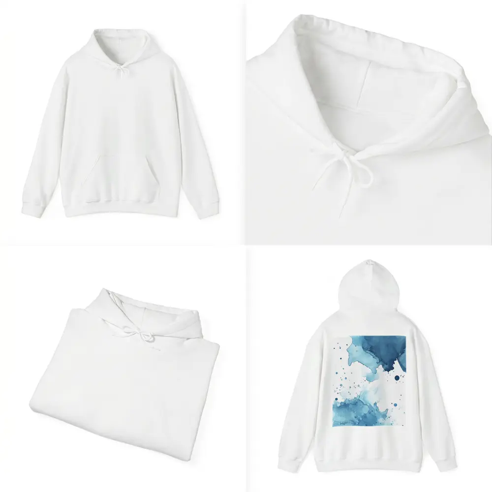 Blue Watercolor Ink Splash Abstract Art – Hoodies