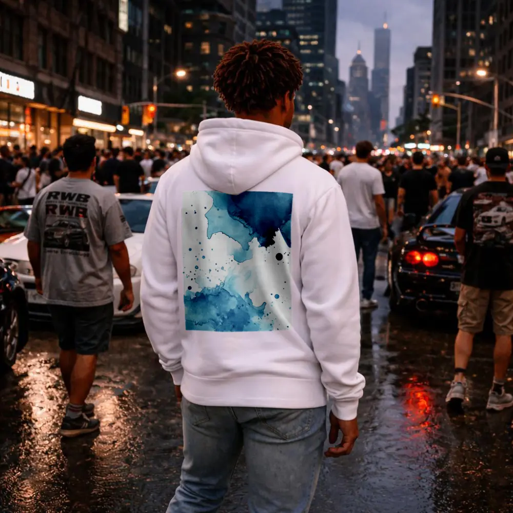 Blue Watercolor Ink Splash Abstract Art – Hoodies