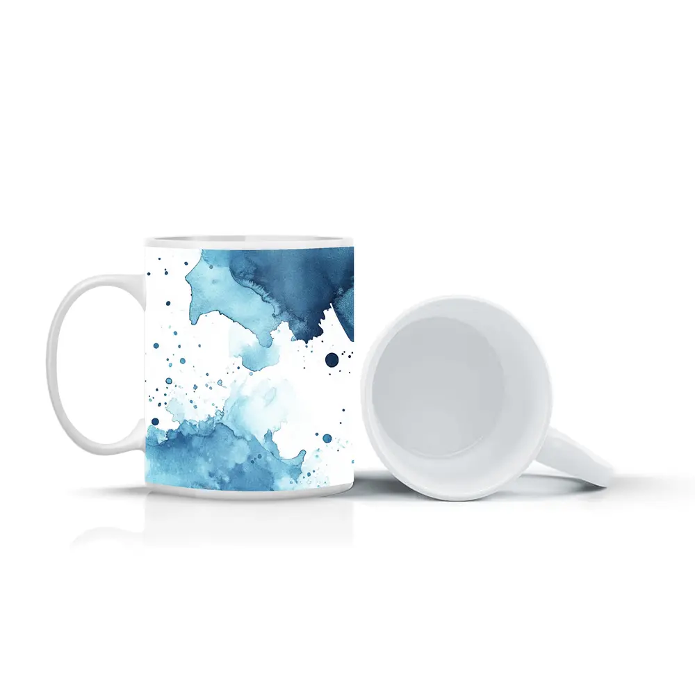 Blue Watercolor Ink Splash Abstract Art – Mugs