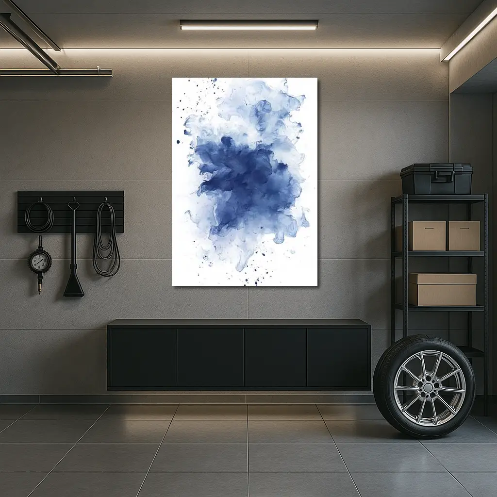 Blue Watercolor Ink Splash White Background – Wall Art