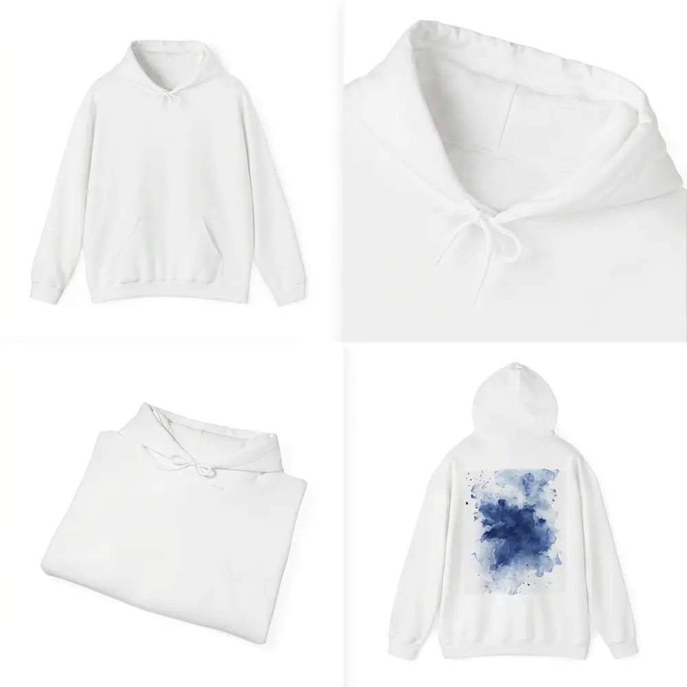 Blue Watercolor Ink Splash White Background – Hoodies