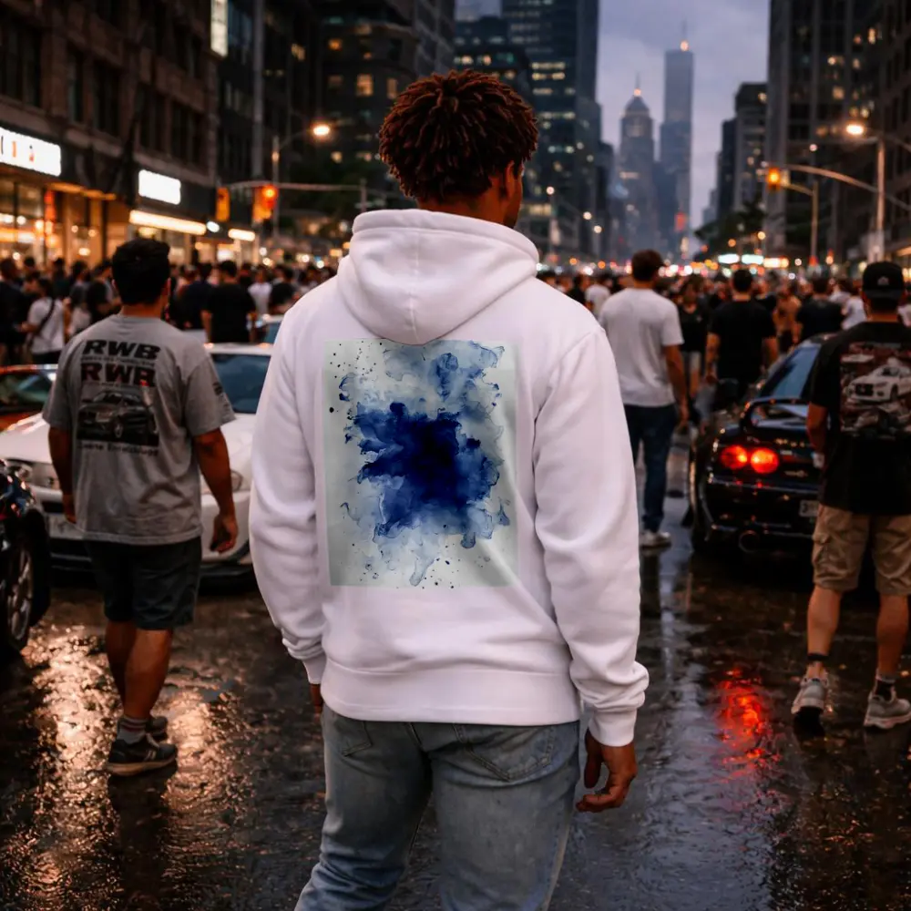 Blue Watercolor Ink Splash White Background – Hoodies