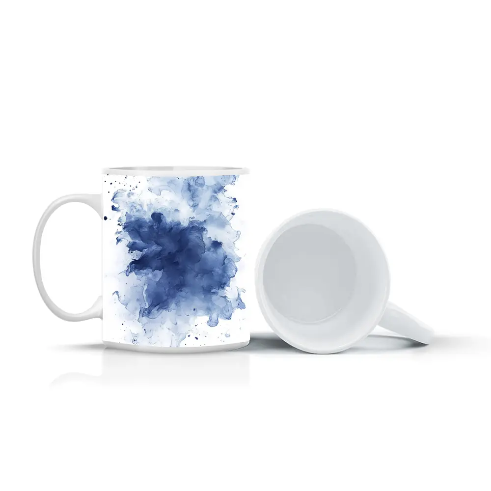 Blue Watercolor Ink Splash White Background – Mugs
