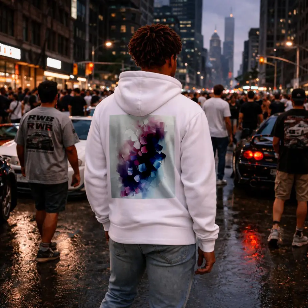 Pink Purple Blue Abstract Brushstroke Painting – Hoodies
