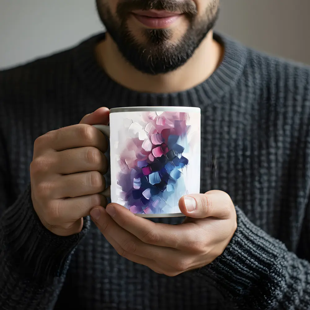 Pink Purple Blue Abstract Brushstroke Painting – Mugs
