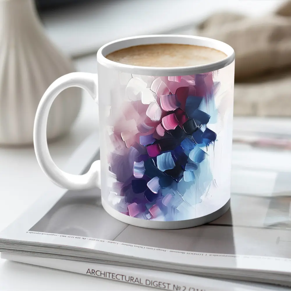 Pink Purple Blue Abstract Brushstroke Painting – Mugs