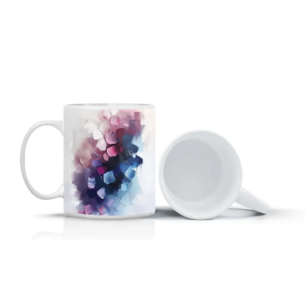 Pink Purple Blue Abstract Brushstroke Painting – Mugs