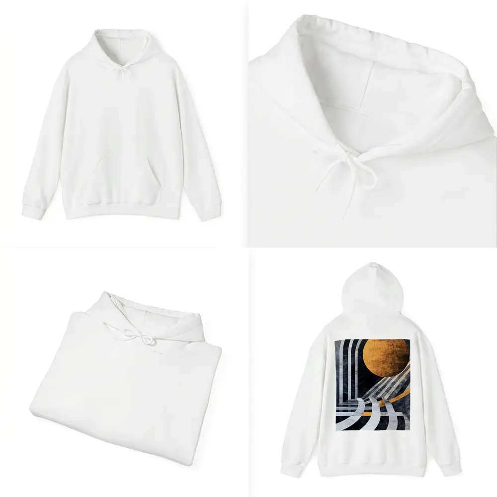 Art Deco Gold Sun Black Geometric Abstract – Hoodies