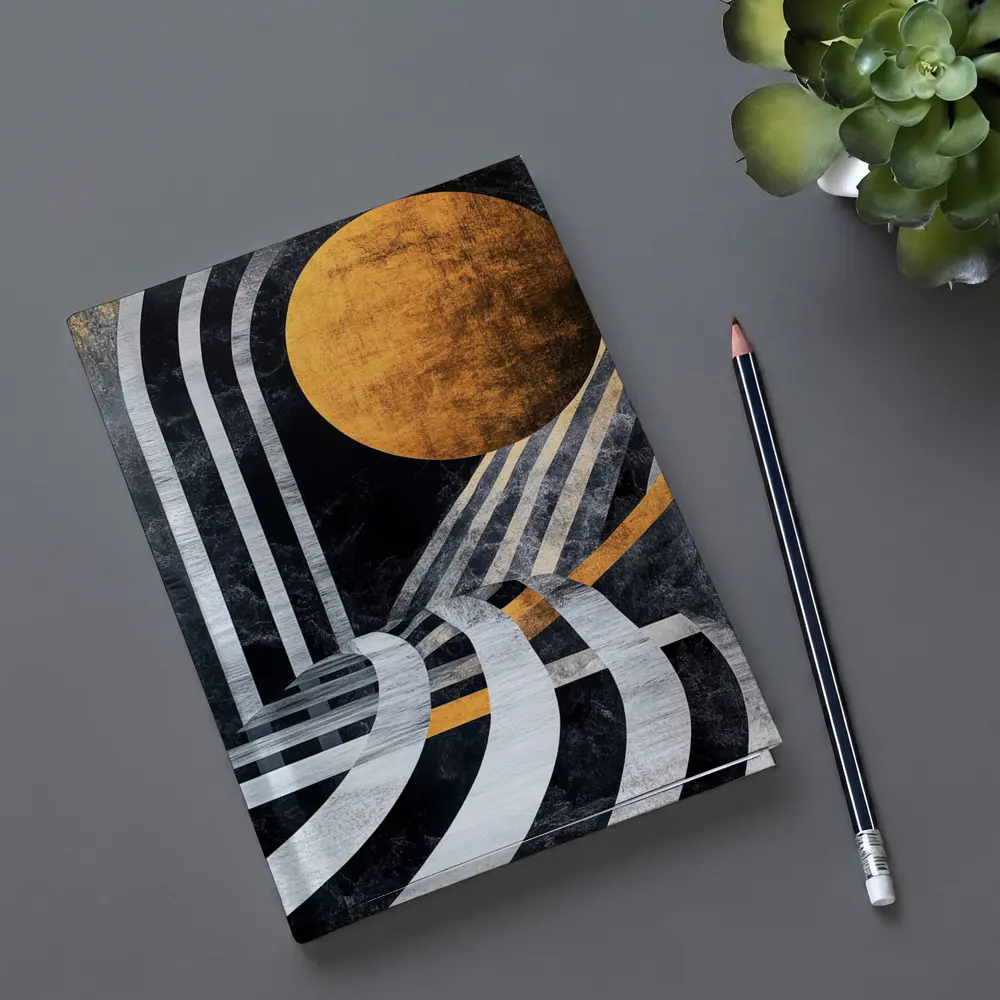 Art Deco Gold Sun Black Geometric Abstract – Notebooks