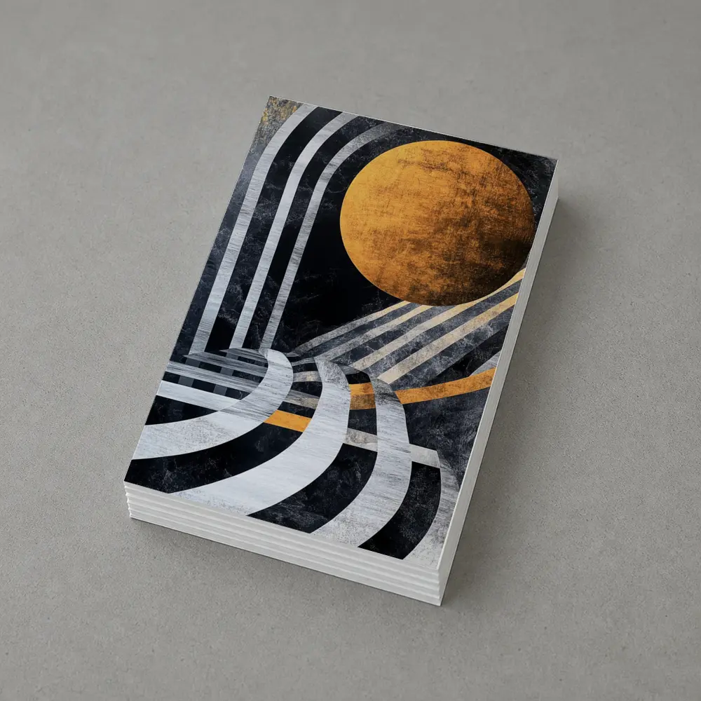Art Deco Gold Sun Black Geometric Abstract – Postcards