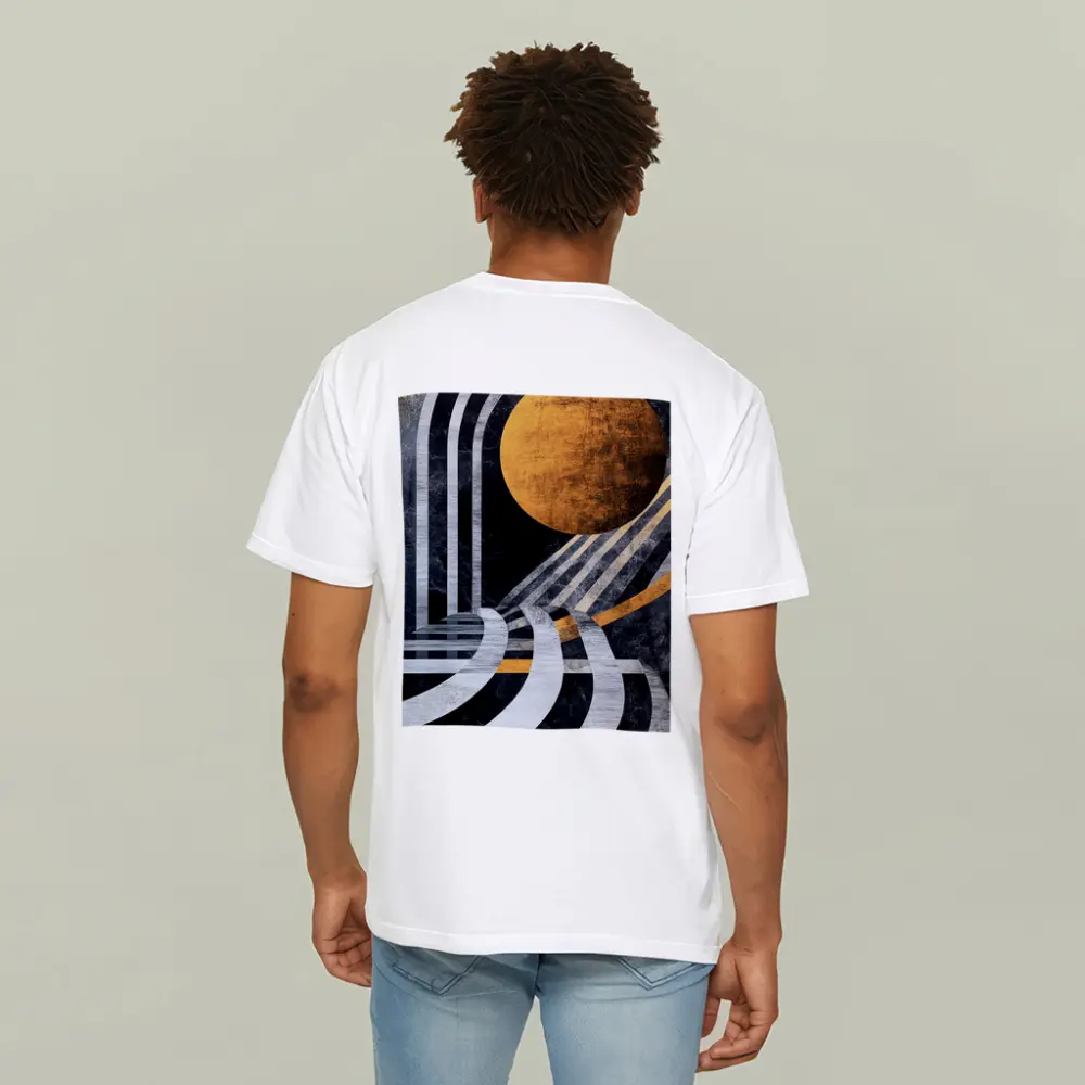 Art Deco Gold Sun Black Geometric Abstract – T-Shirts