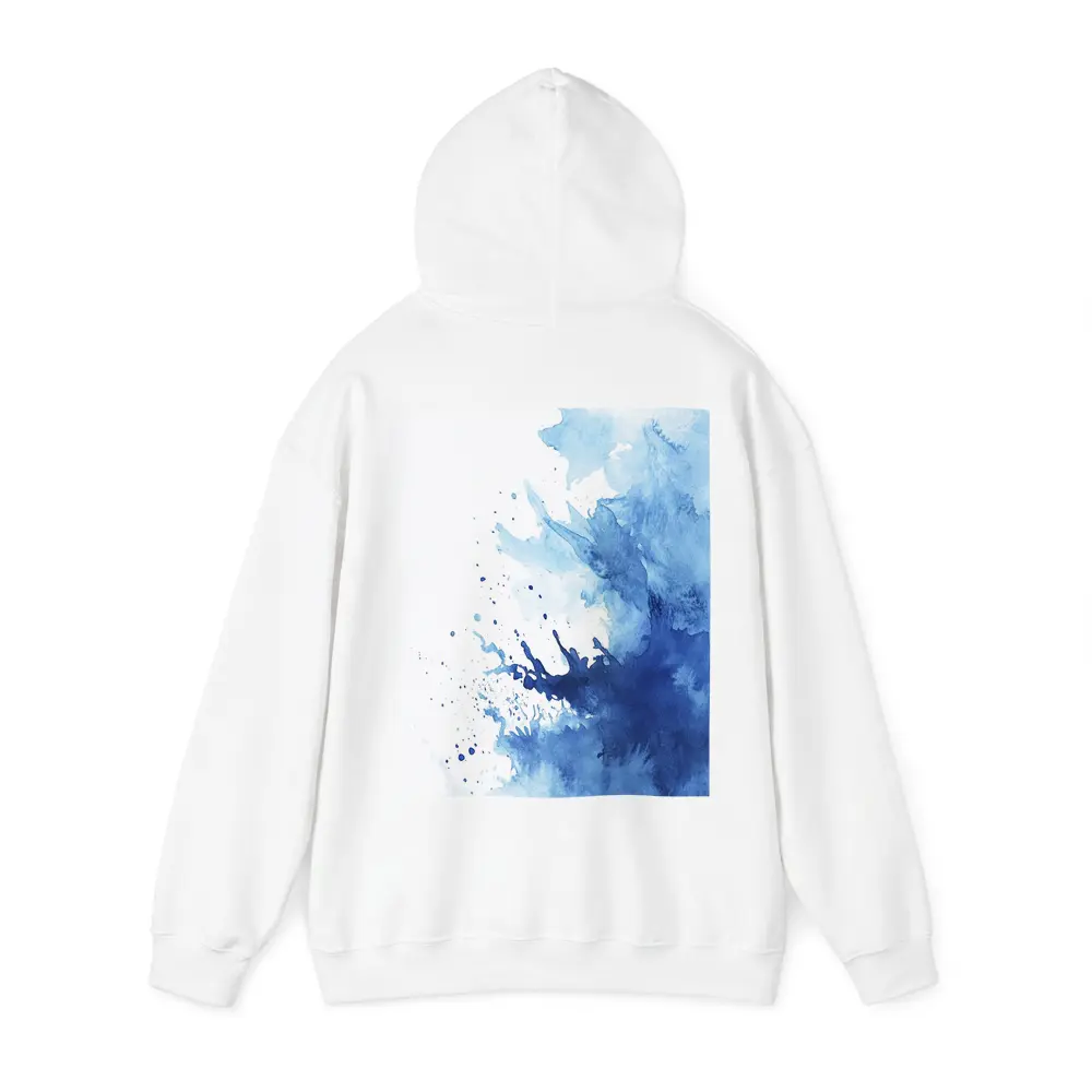 Blue Watercolor Ink Splash On White – Hoodies