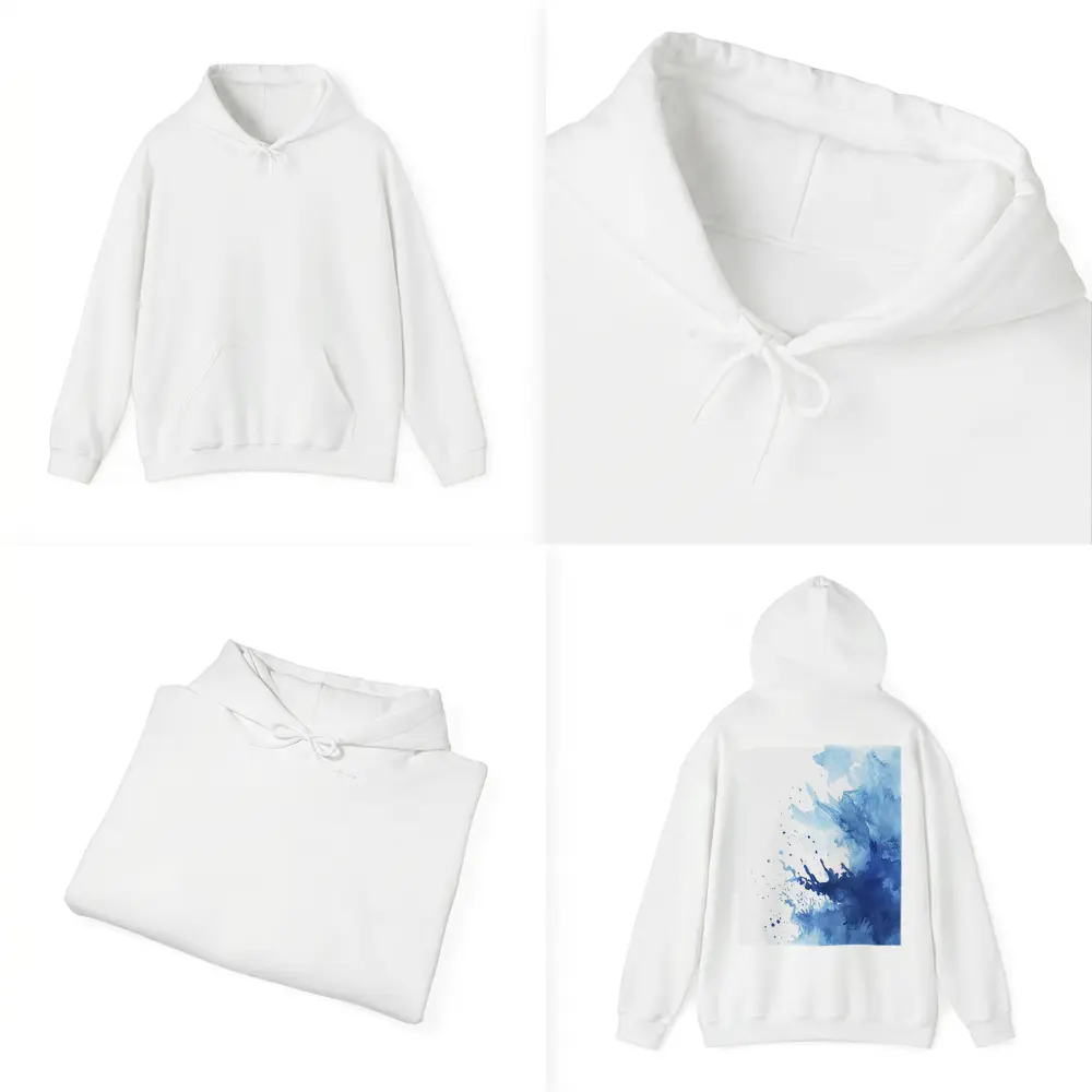 Blue Watercolor Ink Splash On White – Hoodies