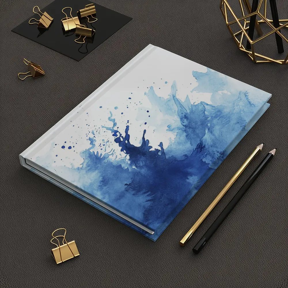 Blue Watercolor Ink Splash On White – Notebooks