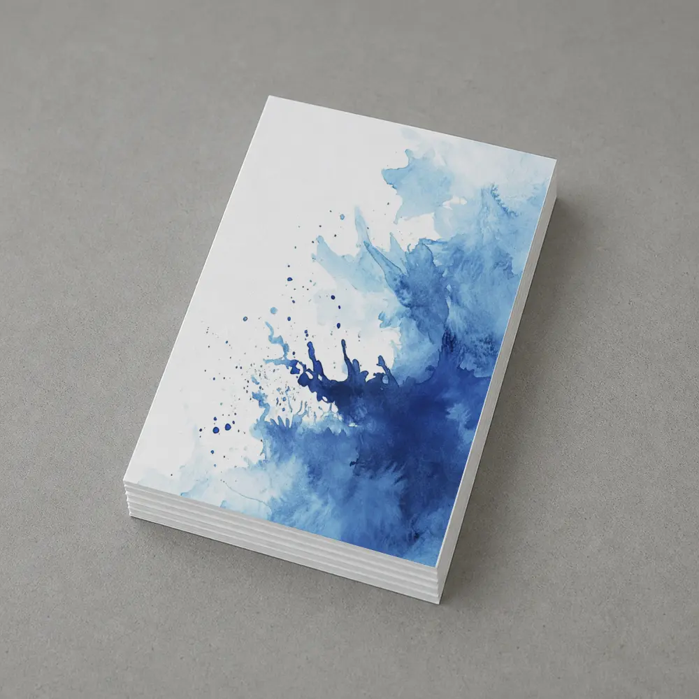 Blue Watercolor Ink Splash On White – Postcards