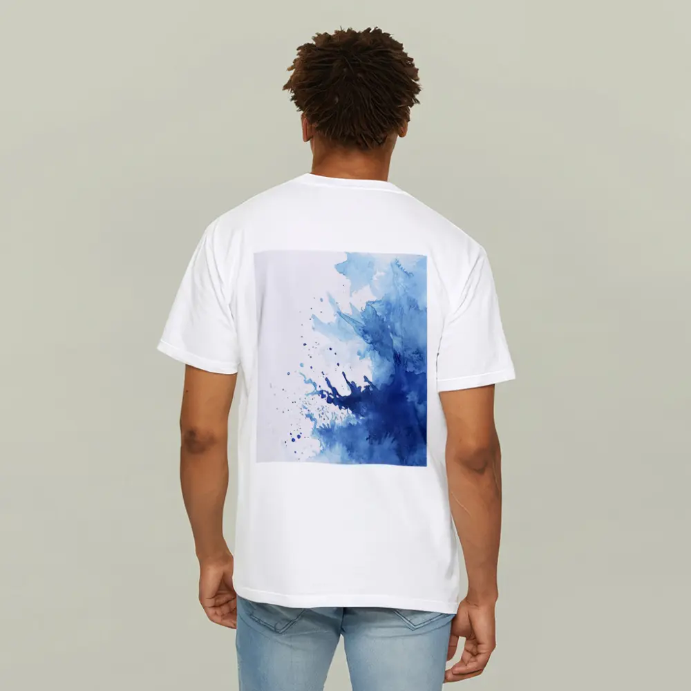 Blue Watercolor Ink Splash On White – T-Shirts