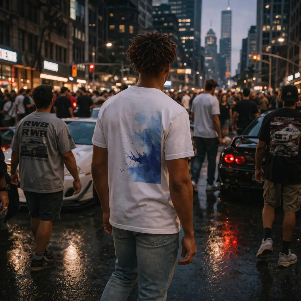 Blue Watercolor Ink Splash On White – T-Shirts