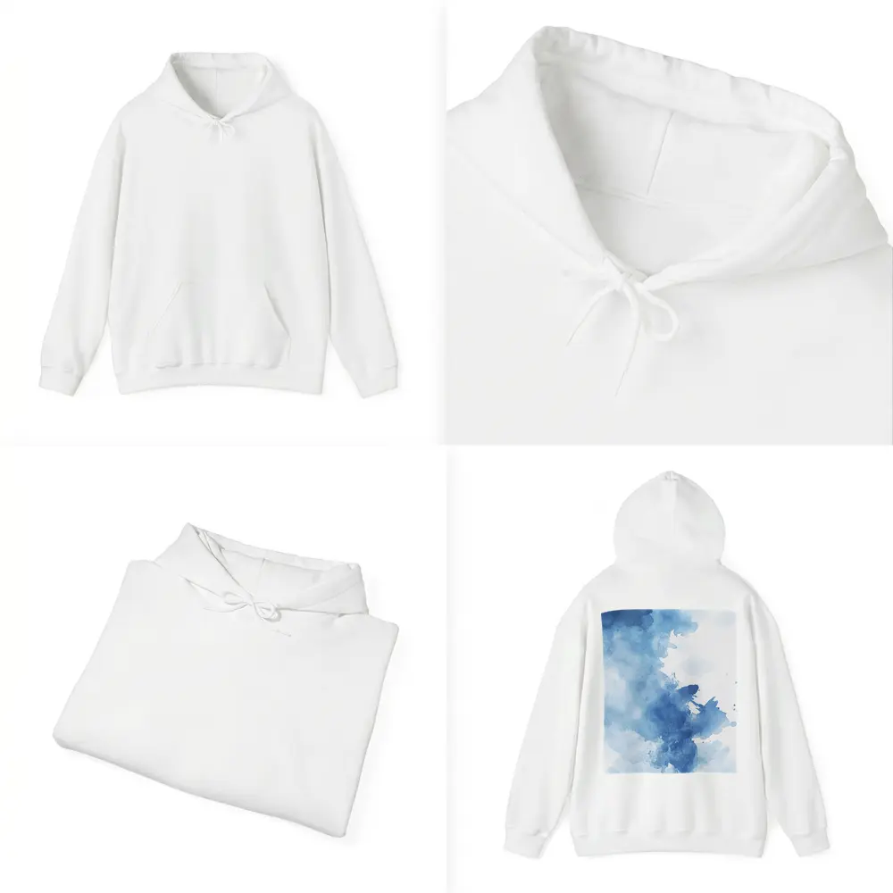 Blue Watercolor Abstract Ink Wash Art – Hoodies