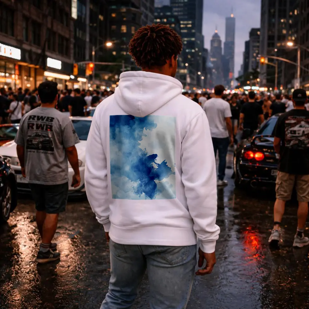 Blue Watercolor Abstract Ink Wash Art – Hoodies
