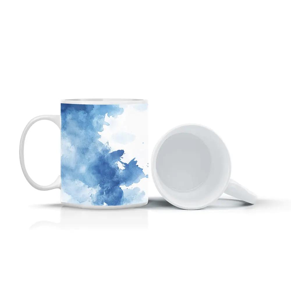 Blue Watercolor Abstract Ink Wash Art – Mugs
