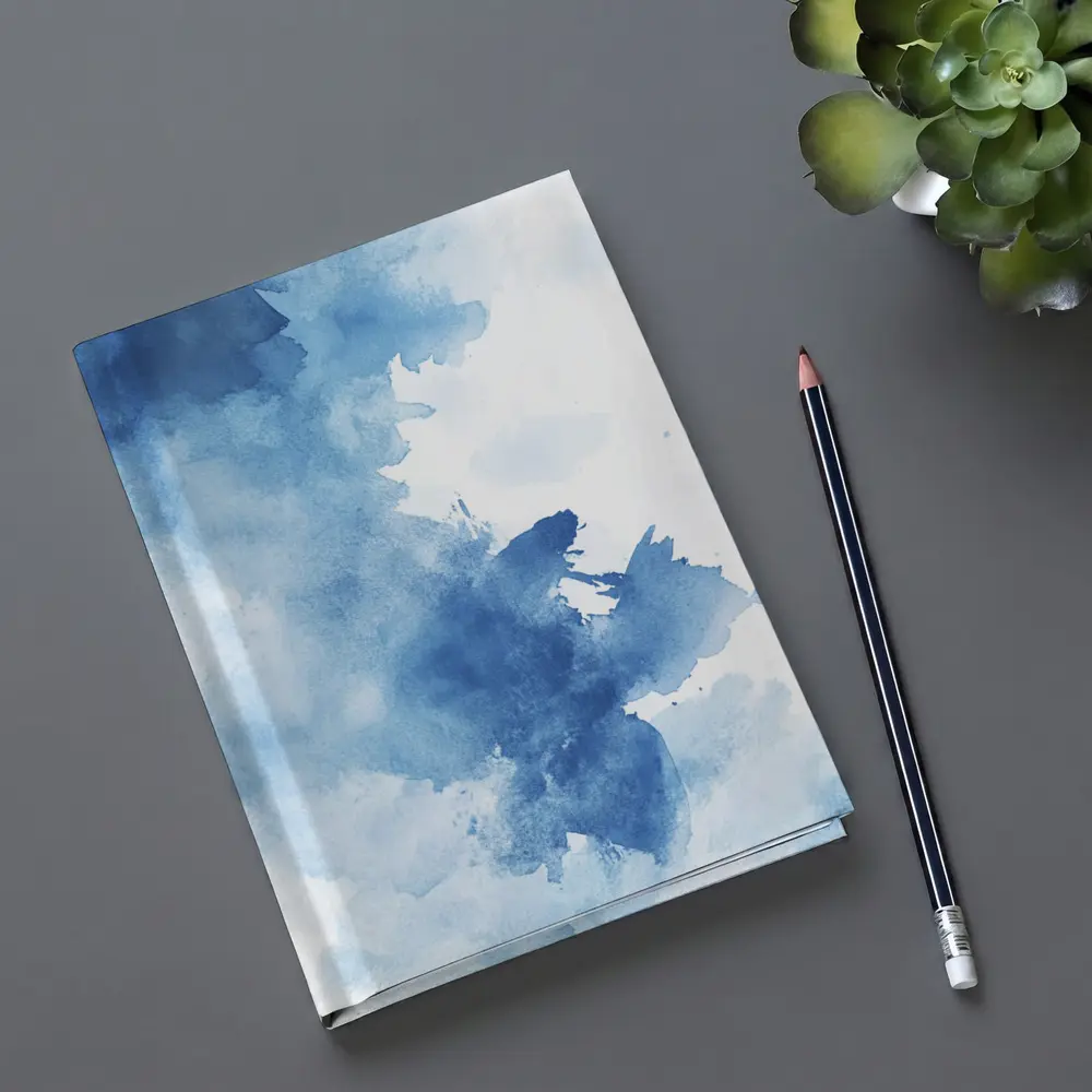 Blue Watercolor Abstract Ink Wash Art – Notebooks