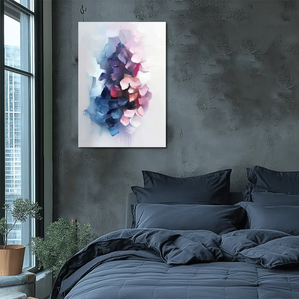 Abstract Pink Purple Brushstroke Painting White Background – Wall Art