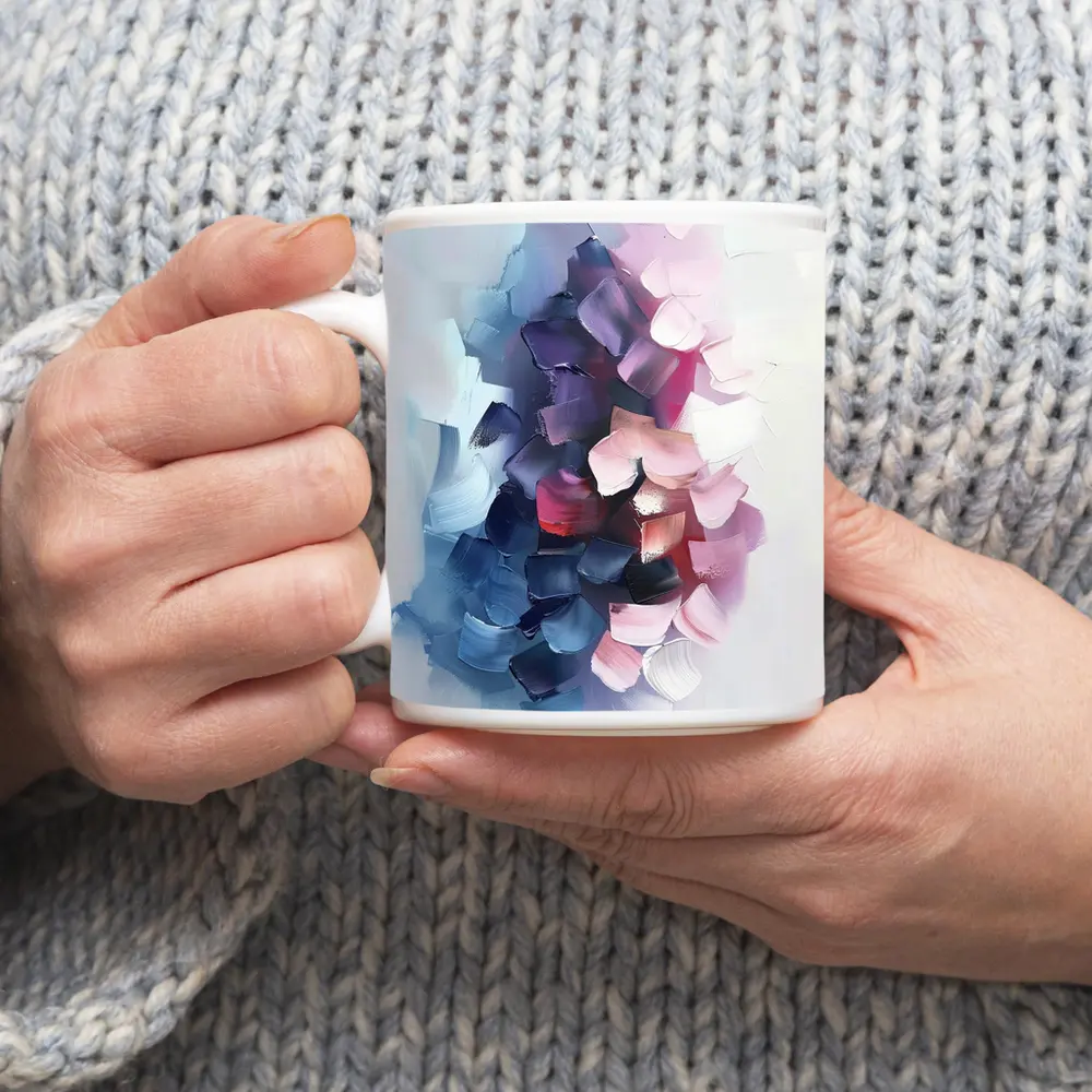 Abstract Pink Purple Brushstroke Painting White Background – Mugs