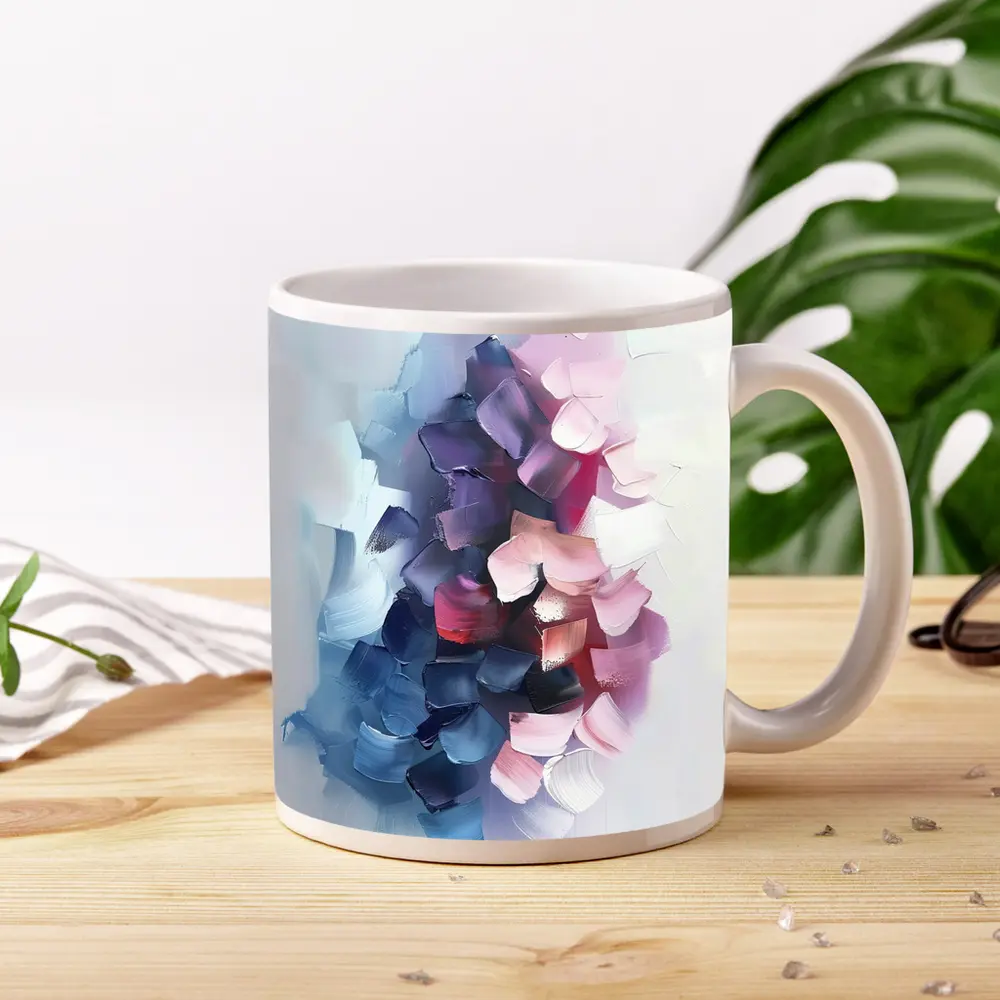 Abstract Pink Purple Brushstroke Painting White Background – Mugs
