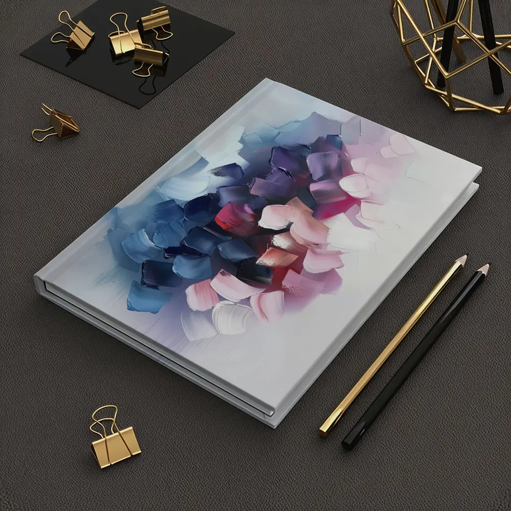 Abstract Pink Purple Brushstroke Painting White Background – Notebooks