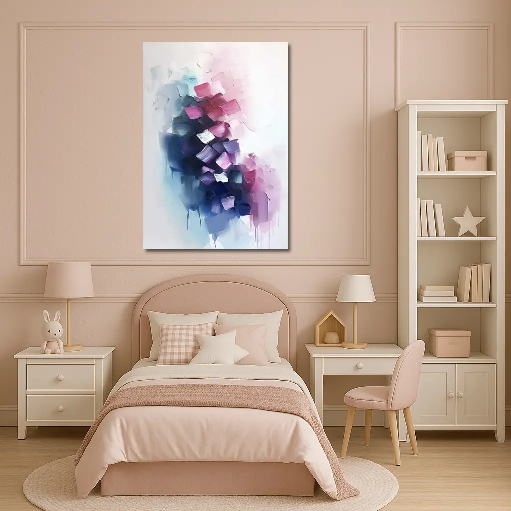 Abstract Purple Pink Blue Brushstroke Paint Art – Wall Art