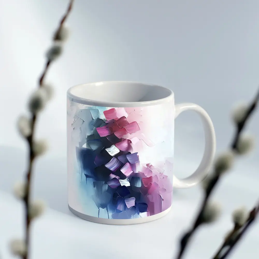 Abstract Purple Pink Blue Brushstroke Paint Art – Mugs