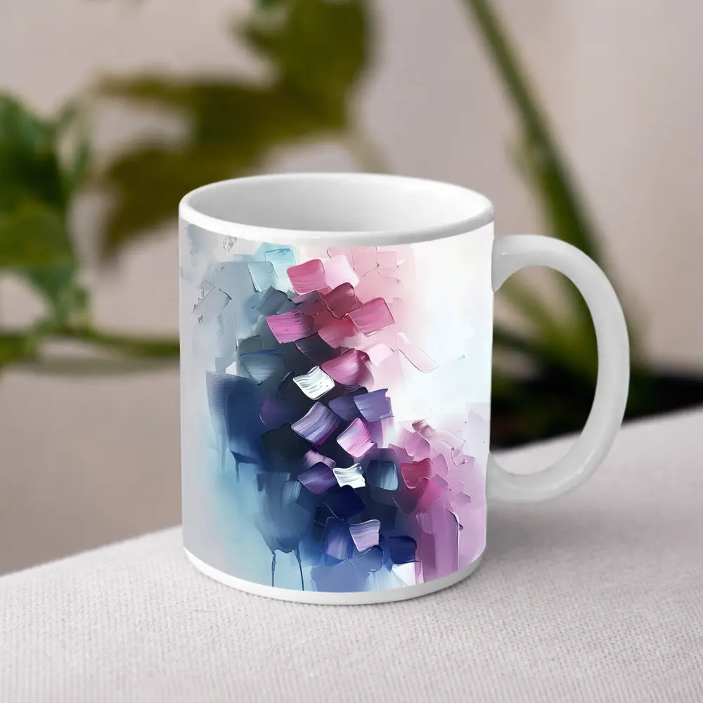 Abstract Purple Pink Blue Brushstroke Paint Art – Mugs