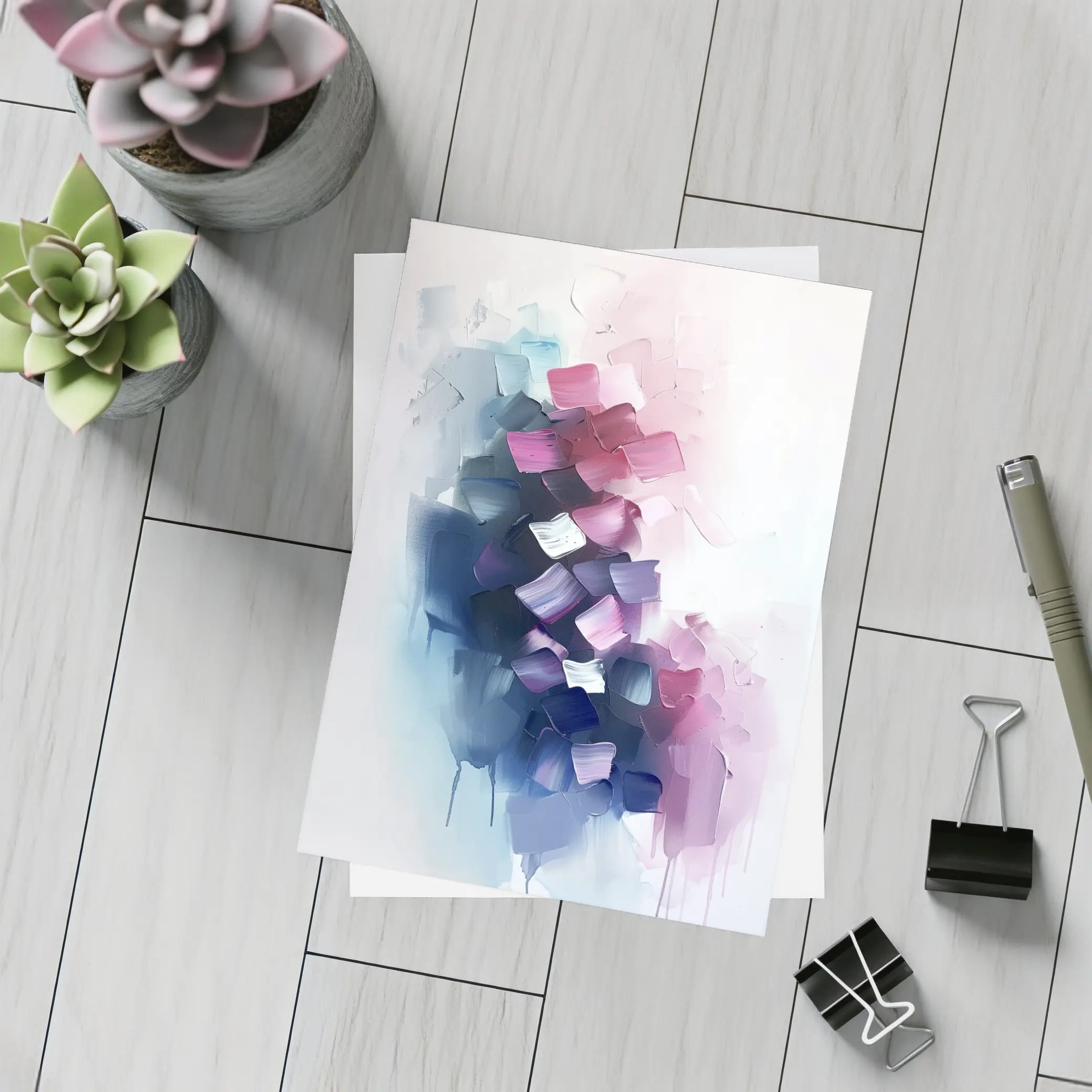 Abstract Purple Pink Blue Brushstroke Paint Art – Postcards