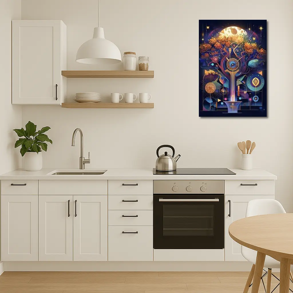 Mystical Tree Clock Moon Night Art – Wall Art