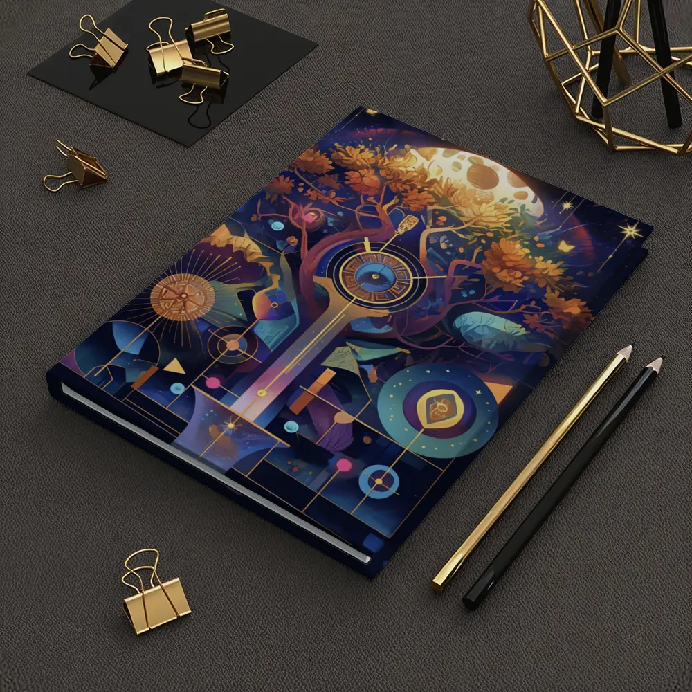 Mystical Tree Clock Moon Night Art – Notebooks