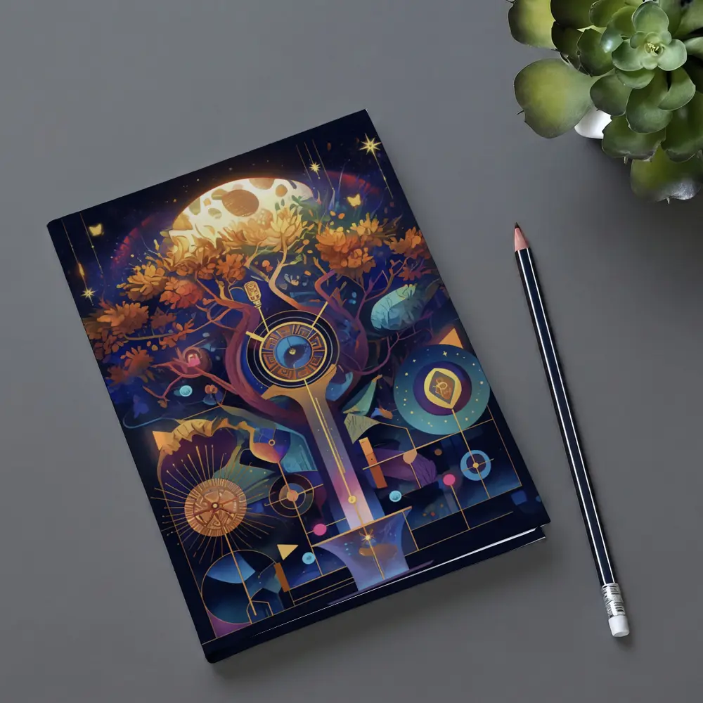 Mystical Tree Clock Moon Night Art – Notebooks