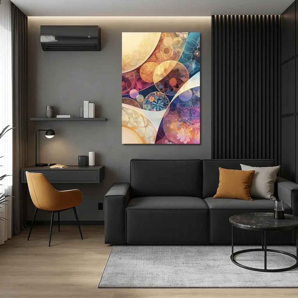 Floral Abstract Circles Pastel Boho Pattern Art – Wall Art